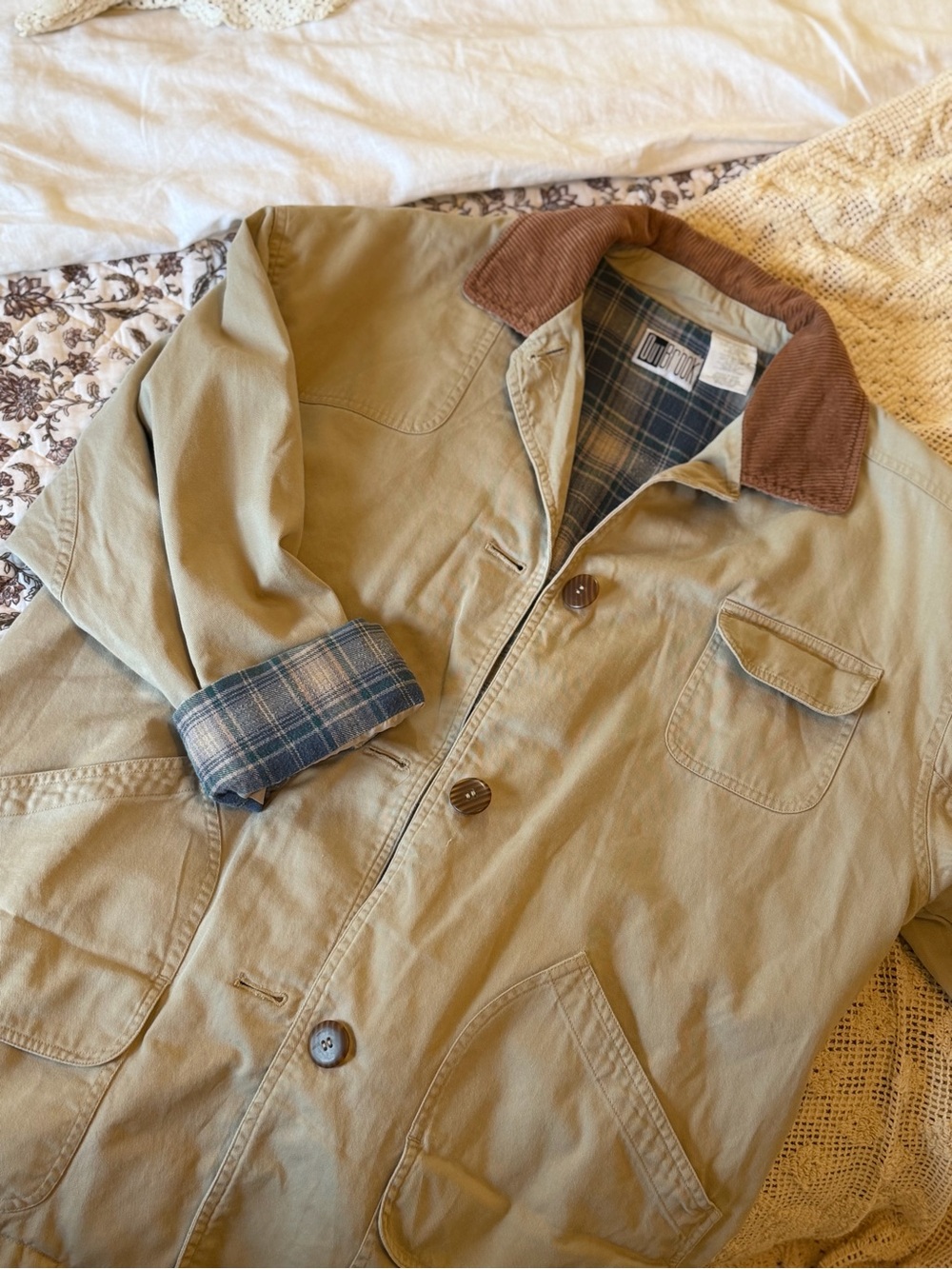 American Vintage Tan Field Jacket with Brown Corduroy Collar
